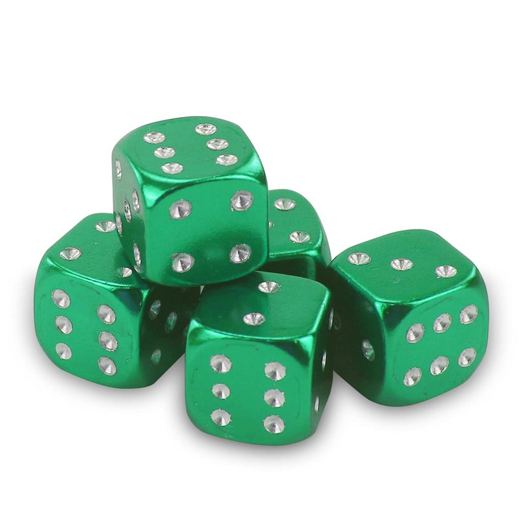 BOROLA New Dice Aluminum Shaved Air Valve Cap Tire Aluminum Anodized Corrosion Prevention for Automobiles, Motorcycles, Set of 5 (Green)