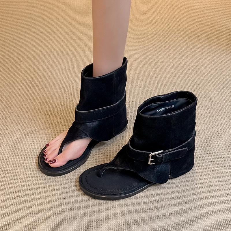 

Версия из коровьей кожи летние новые туфли в ретро-стиле крутые ботинки с высоким верхом и носком елочкой на низком каблуке сандалии верхняя одежда одинарные ботинки женские 39 чёрный