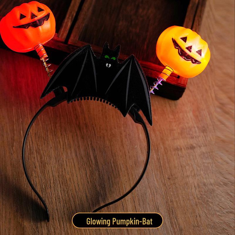 Svítící Halloweenská Dýně s Čertovskými Rohy Čelenka pro Koncerty a Večírky