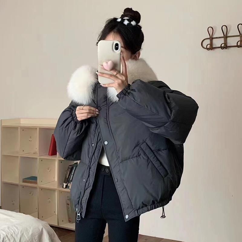 Sweet Down Jacket Women's Short 2025 Winter New Thickened Small Fox Fur Collar White Duck Down Jacket Tide
