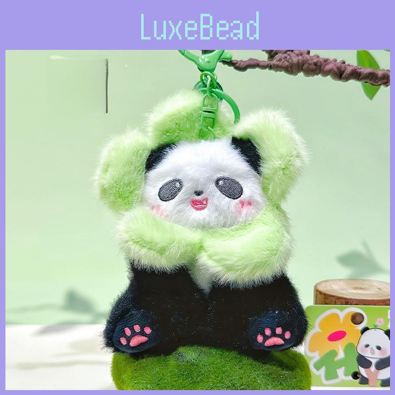 Plush Animal Panda Keyring Pendant With Flower Hat For Bag Decor And Key Chain
