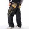 European and American Embroidered Hip-hop Jeans Men's Trend HIPHOP Street Dance Casual Loose Plus Fat Plus Size Skateboard Pants 30-46