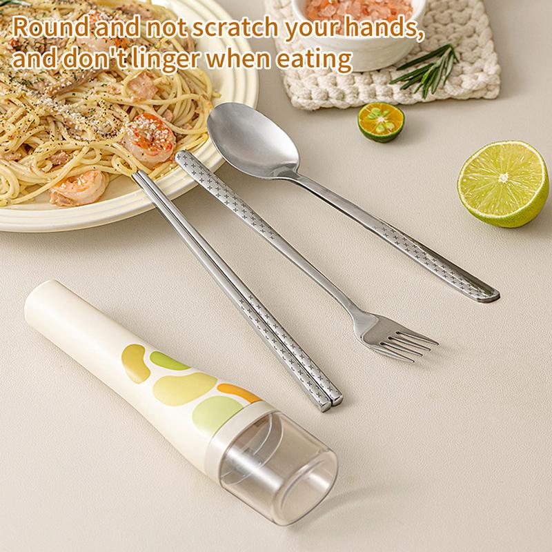 Stainless Spoons Forks Chopsticks Flatware Portable Travel Flatware Spoon Fork With Case For School Work Lunch