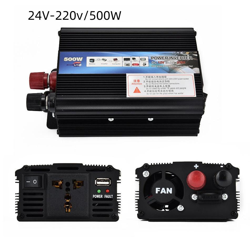 500W/1000W/2000W 12V/24V to 220V Portable Car Power Inverter Power Converter Household Sine Wave Voltage Transformer