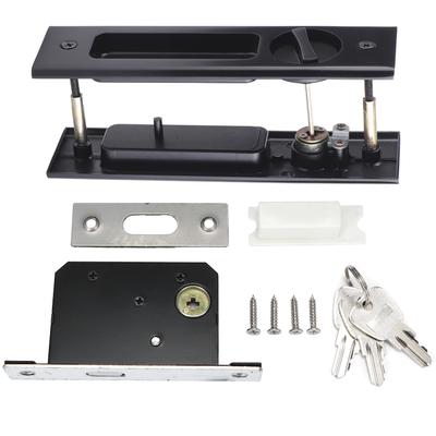 Zinc Alloy Sliding Door Lock Latch Handle Set Bathroom Balcony Cabinet Door Hardware FittingsBlack