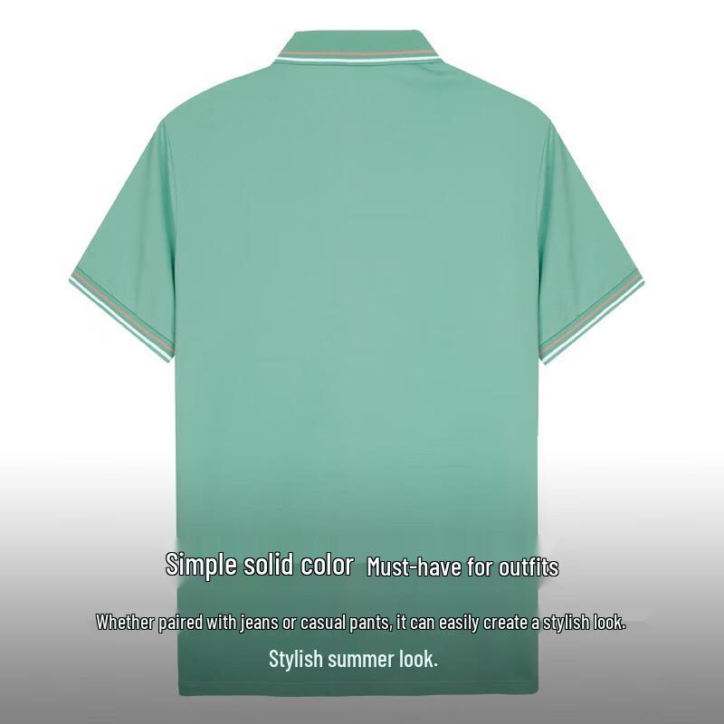 TRIES Men's Color-Block Lapel Short Sleeve Polo Shirt