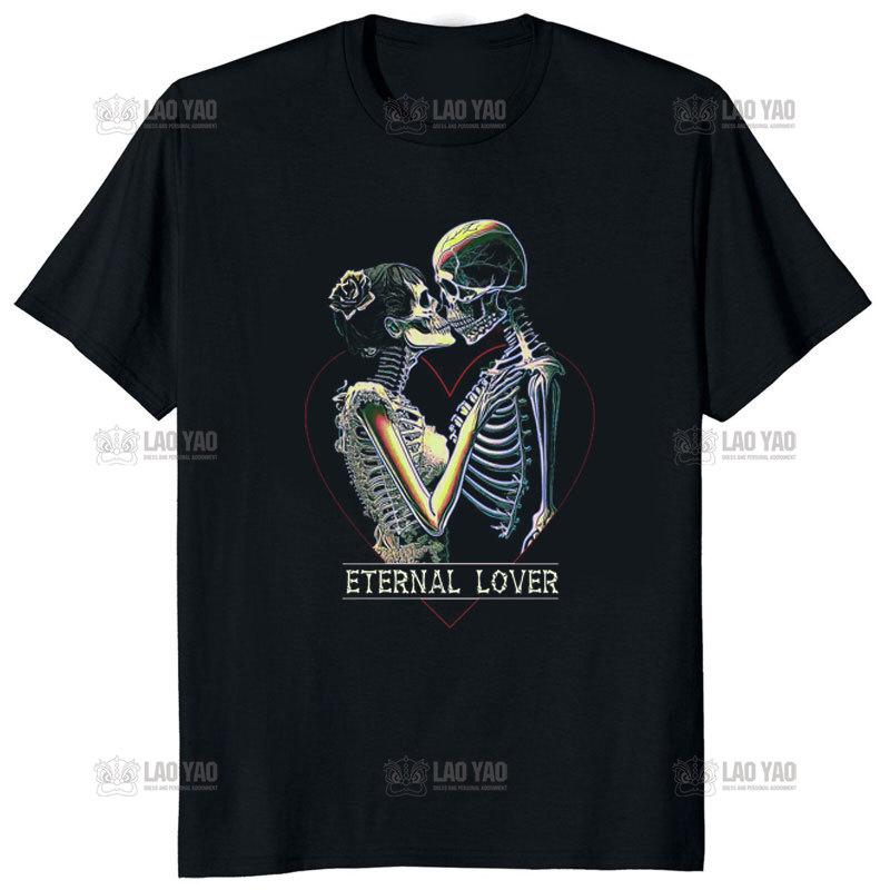 Vintage Death The Grim Reaper Kiss Gothic T Shirt Short Sleeve TShirt Japanese Harajuku Korean Tee Unisex Ropa Hombre