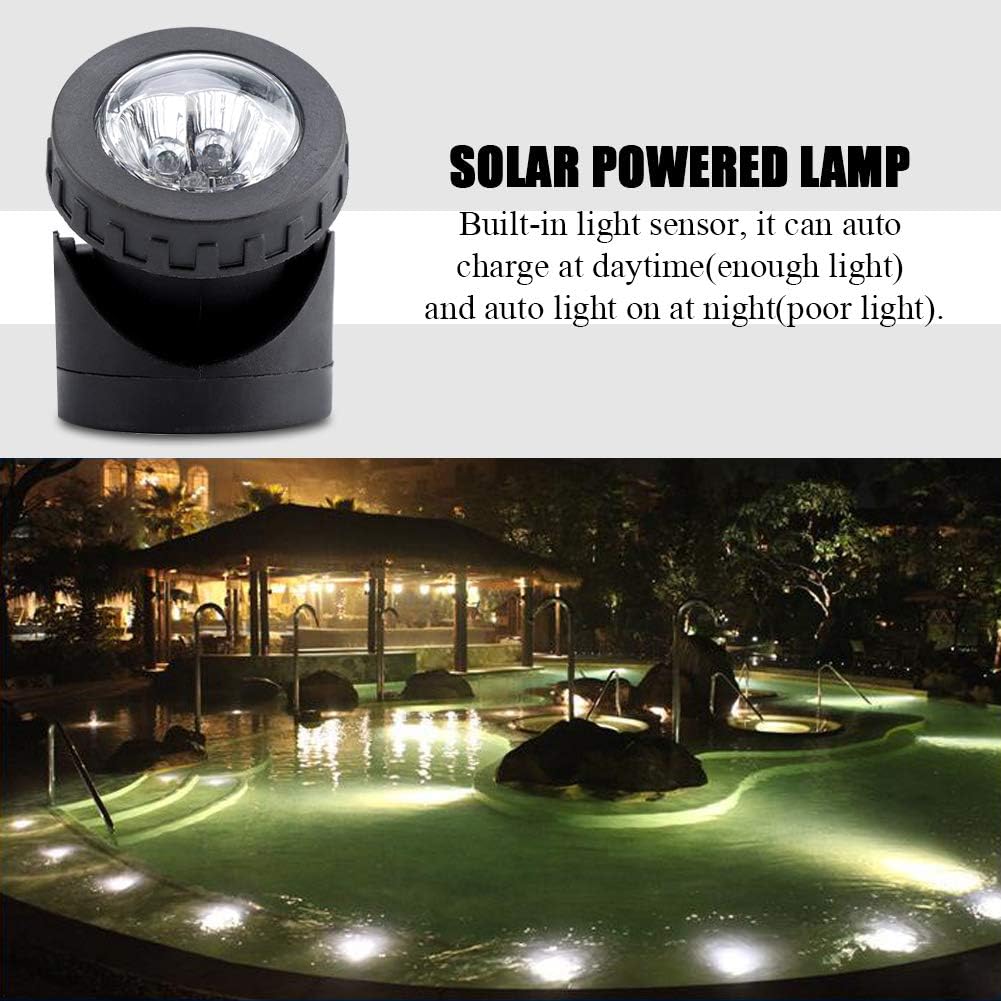 Ejoyous Solar Underwater Spotlight, 6 LED, White Light, Pond, Garden, Yard, Way, Modern Style, Black, IP68