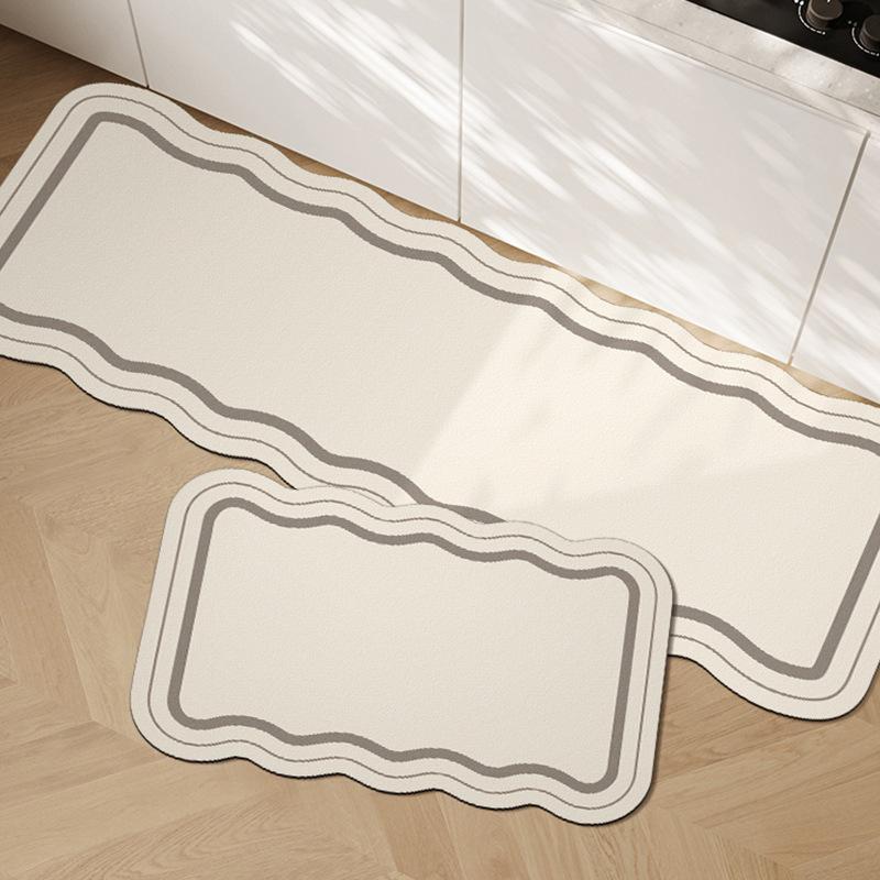 Diatom Mud Kitchen Floor Mat Dirt-resistant Anti-slip Mat Wasabi Wind Absorbing Quick-drying Foot Mat Long Two-piece Set