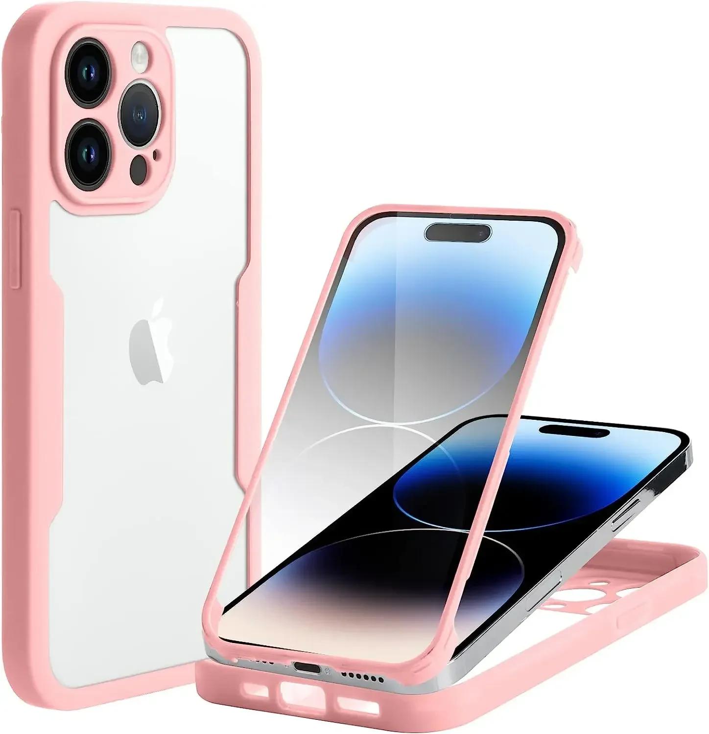 Coque de protection intégrale 360° double face pour SE SE 8 7 Housse de téléphone antichoc For iPhone SE 2022 rose