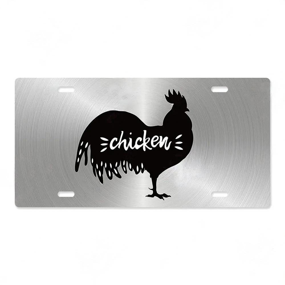 Vintage Metal Chicken Licenses Plate Signs Decor Plaque Metal Decoration for Hen House Door Farmhouse