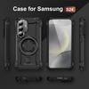 For Samsung Galaxy S24 Magnetic Case Lens Kickstand PC+TPU Shockproof Phone Cover