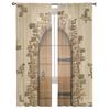 Braune Holztür Stein Ziegel Retro durchsichtige Fenstervorhänge für Wohnzimmer Küche Kinder Schlafzimmer Tüll Voile Hängevorhang