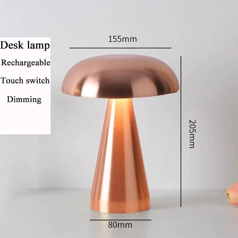 LED Table Lamp Retro Mushroom Touch Sensor Bedside Lamp Rechargeable Reading Lights For Bedroom Restaurant Bar Decor Lighting