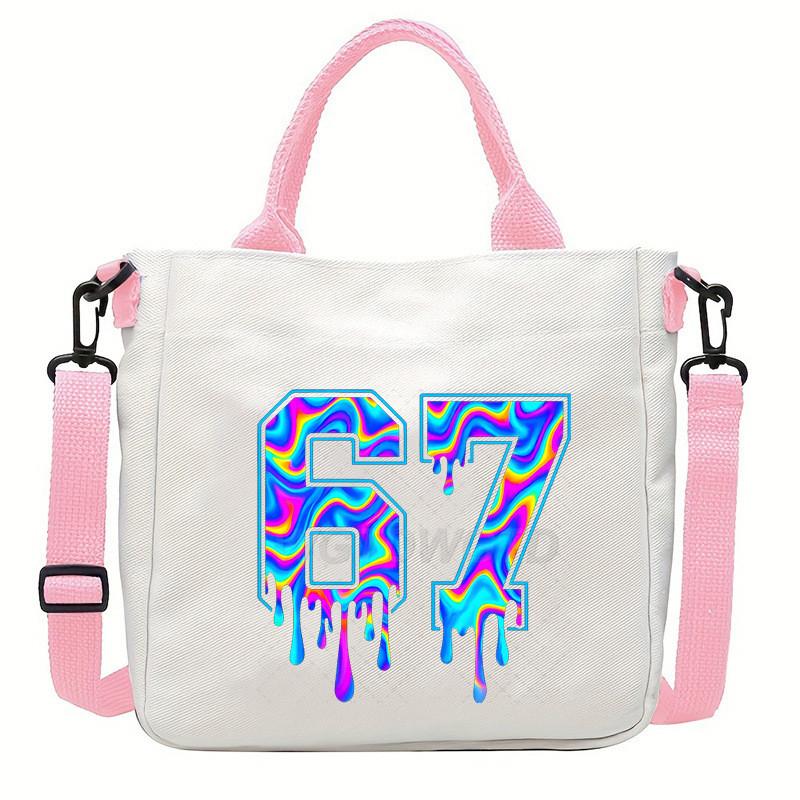 Steal a Brainrot 67 Unicorn Printed Student Crossbody Bag Casual Canvas Shoulder Bags