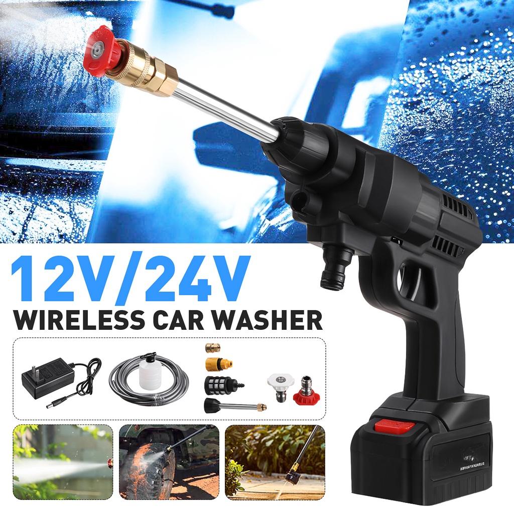 12/24V Cordless High Pressure Car Washer Gun Handheld Auto Spray Powerful Washer Machine Garden Water Jet Nozzle Water