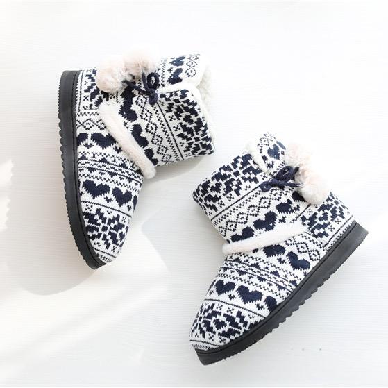 Winter Fur Home Slippers Women Warm Boots Cotton Flat Platform Indoor Floor Shoes For Female Womens Girls Weave Plush Cozy Boots