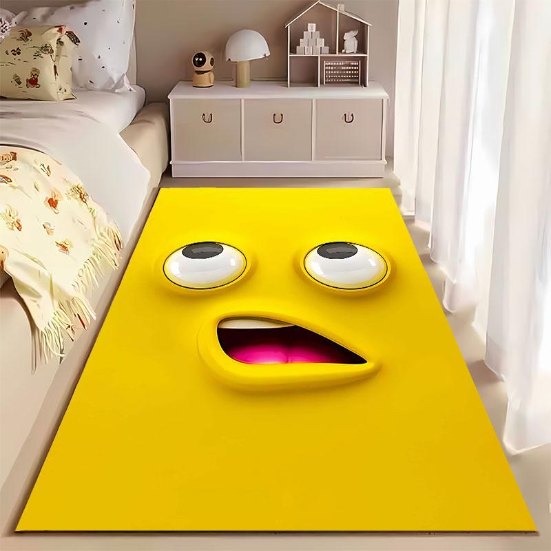 Yellow Cartoon Face Carpet suitable as a non-slip mat for the living room or bedroom sofa