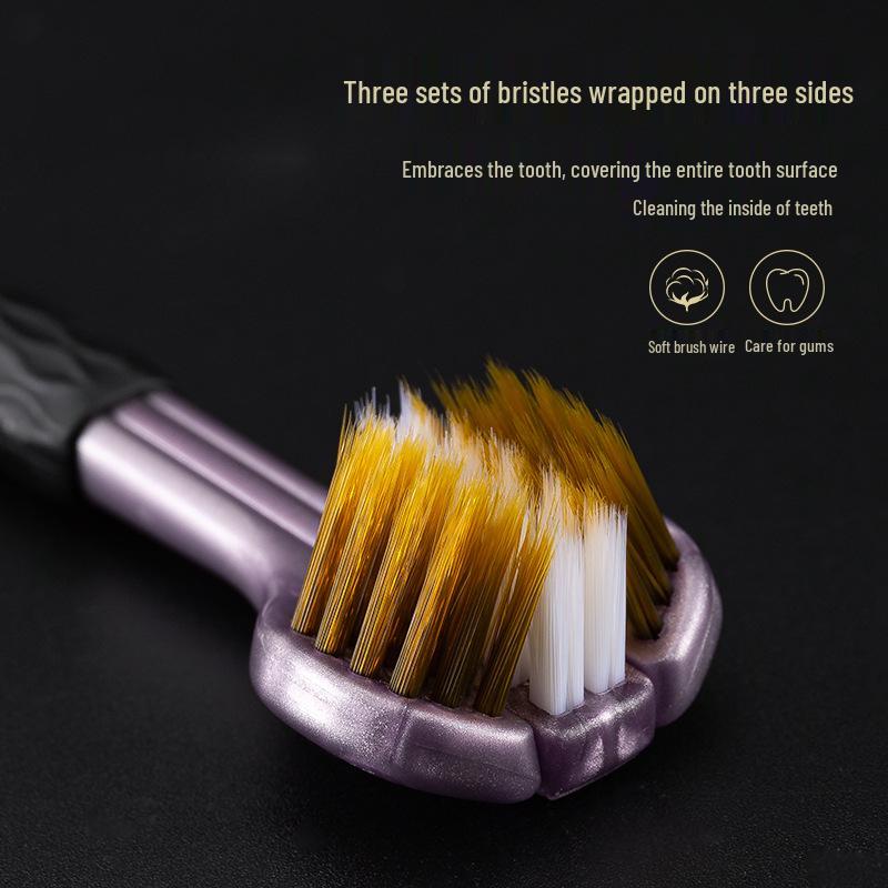 Three-Sided Wrap-Around Toothbrush with Nano-Soft Bristles for Adults, Family Pack