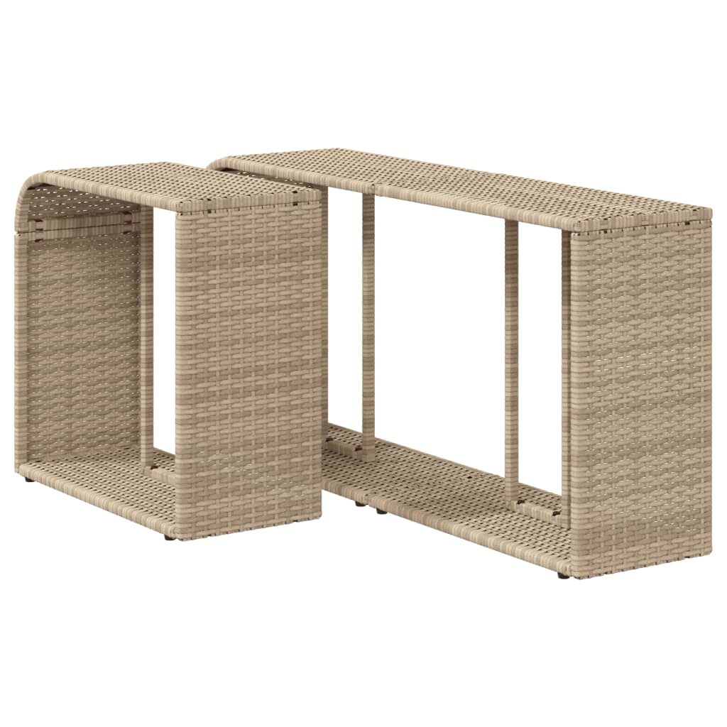 Outdoor Shelves 2 pcs Beige Poly Rattan