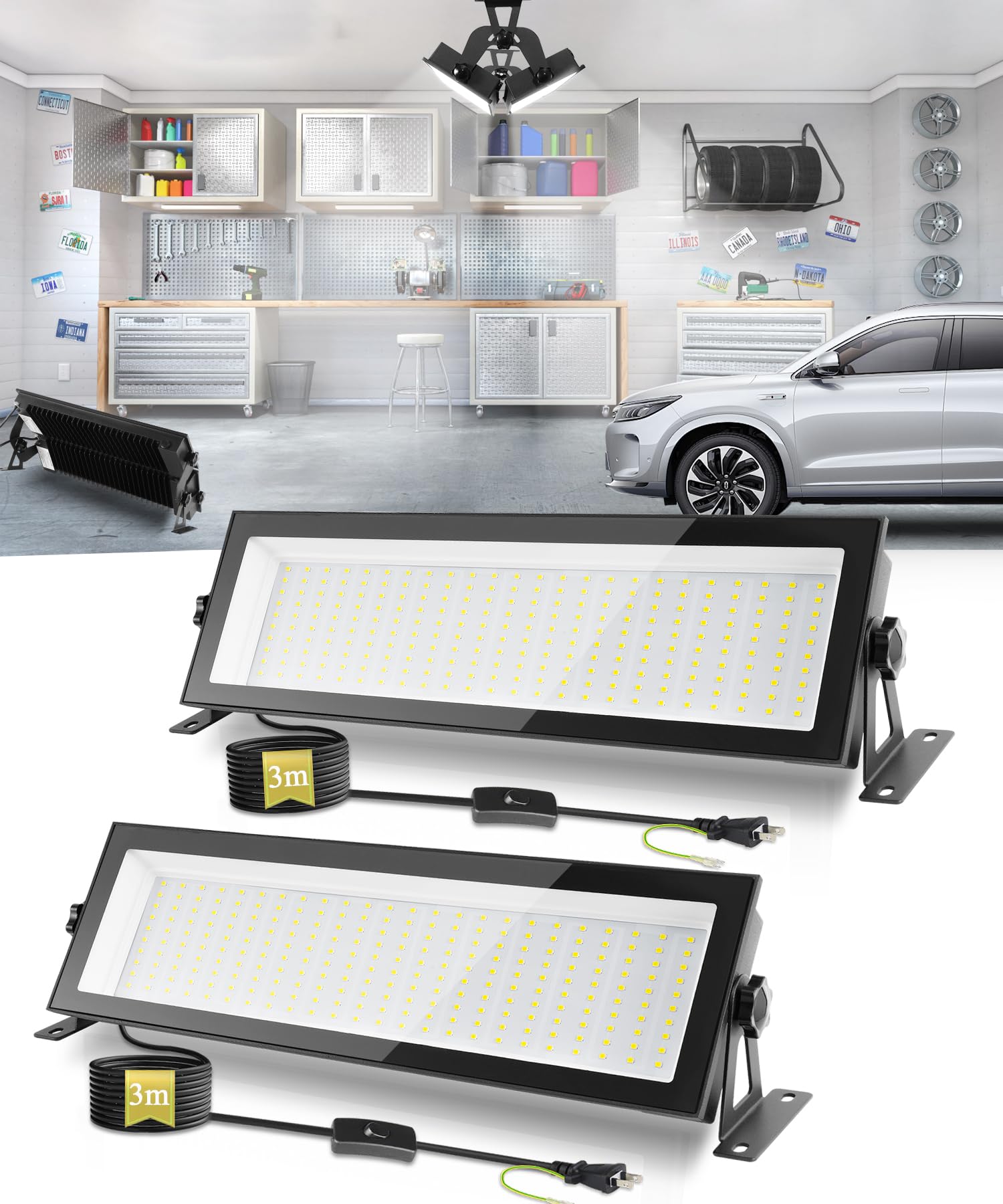 

120W LED High Bay High to a 1200W Mercury Vapor 5500K Daylight IP66 Waterproof and Cold Ideal for Bulletin Parking Factory Warehouse Indoor and чорний