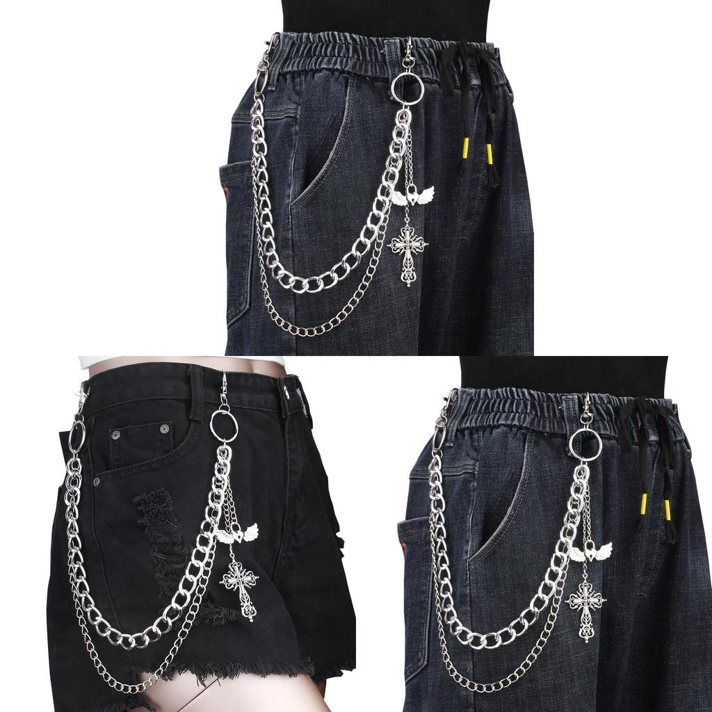 Metal Cross Heart Wing Body Chain With Lobster Clasp For Unisex Adults