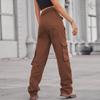 Pantaloni e Capris da Donna alla Moda in Denim Casual Tinta Unita Stampati Tasche Multiple