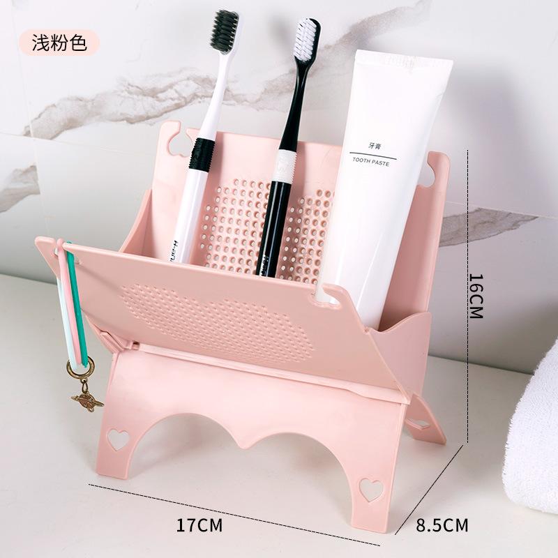 Desktop Foldable Drainable Trash Bag Desk Bathroom Storage Shelf