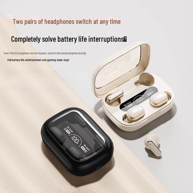 Bluetooth Q8 In-Ear Sports Headphones - Dual Pair, Long Battery, Power Display