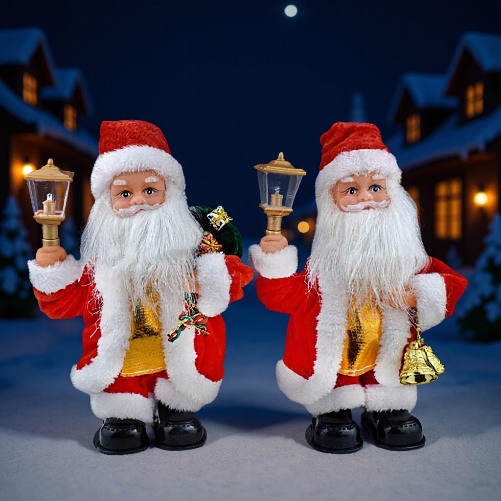 Unikátní elektrický ruční palácový lampion s hrajícím Santa Clausem - Vánoční dárková dekorace