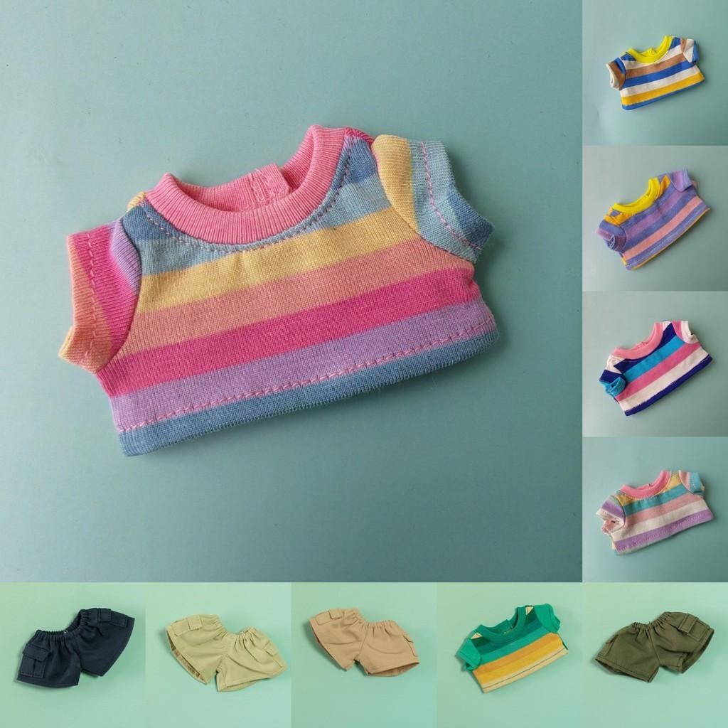 Doll Clothing Plush With Macaron Colored T Shirt And Work Pants For Gift