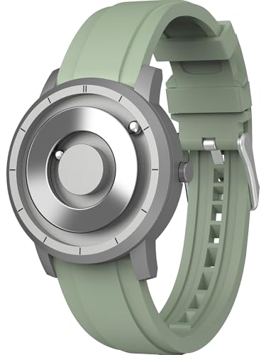 

EUTOUR Men s Magnetic Watch, Stylish, Simple, Casual Quartz Watch with Magnetic Ball Design, 5ATM Water Resistance, 40mm Dial, Rubber Band, Green
