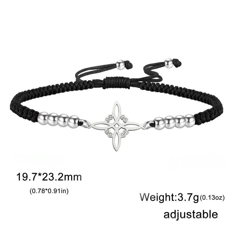 

Adjustable Black Woven Red Jade Thread Bracelet with Witch Knot Pendant for Men