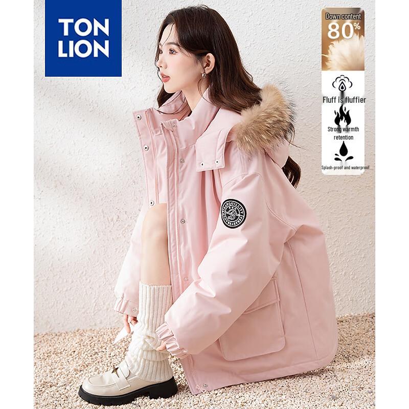 

TonLion Women s Long Hooded Down Jacket with Sleeve Embroidery S