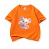 Kids Cotton T Shirt Cute Mouse Holding Daisy Print Crew Neck Short Sleeve Tee Casual Boys Girls Summer Tops