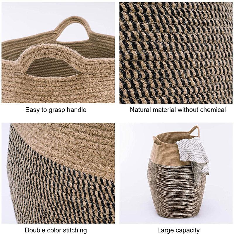 Large Laundry Basket Hamper 99L Tall Woven Rope Storage Basket for Blanket Toys Dirty Clothes in Living Room, Bathroom, Bedroom