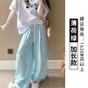 Contrast color plaid wide-leg pants women's summer new high-waisted loose casual high-waisted drape pants
