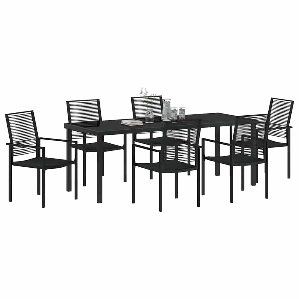 Garden Dining Set 7 pcs Black Powder Coated Steel