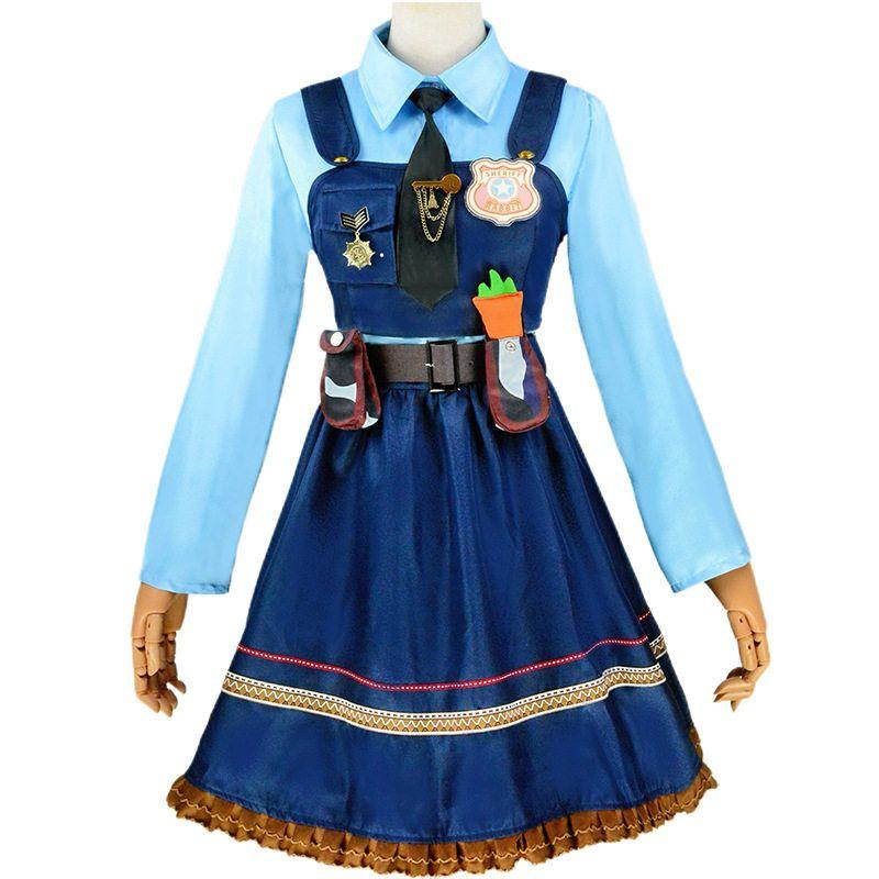 Judy Cosplay Costume Girls' Dress Judy Rabbit Police Officer Cosplay Little Girl Birthday Dress Lolita Puffy Dress