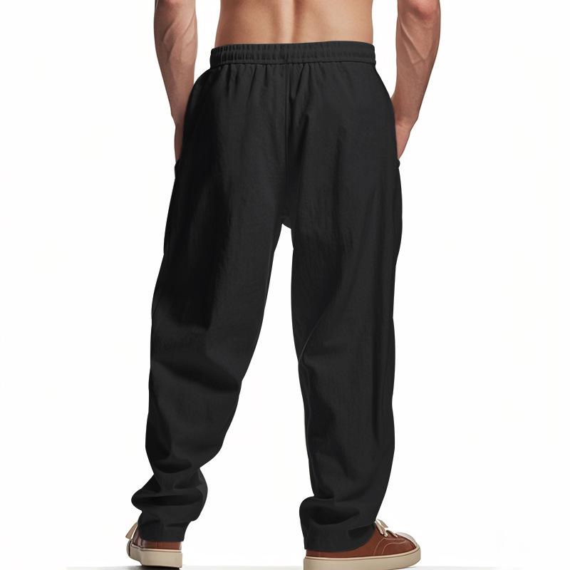 Men's Loose Casual Linen Hip Hop Beach Sports Wide Leg Trousers Mens
