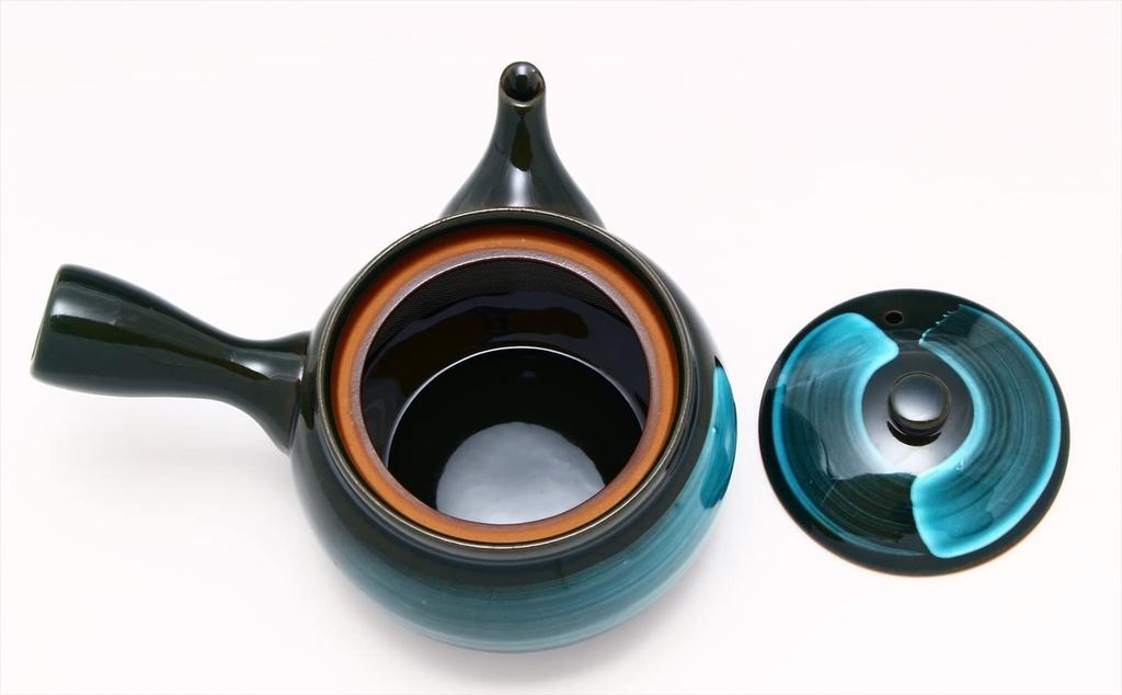 Kakuni Mino Ware Relaxing Teapot, Emerald Green (with Strainer), Approx. 390ml Capacity, Perfect for Green Tea and Japanese Tea, Made In Japan, K11244