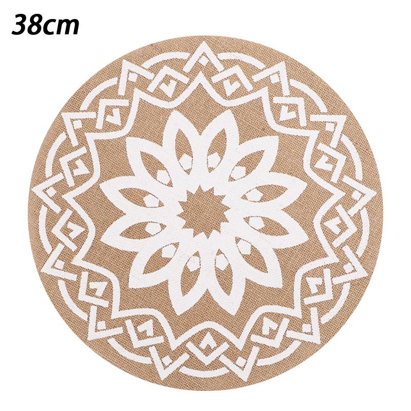 Boho Mandala Round Placemats Heat-Resistant Linen-Cotton Table Mats Washable Non-Slip Dining Decor