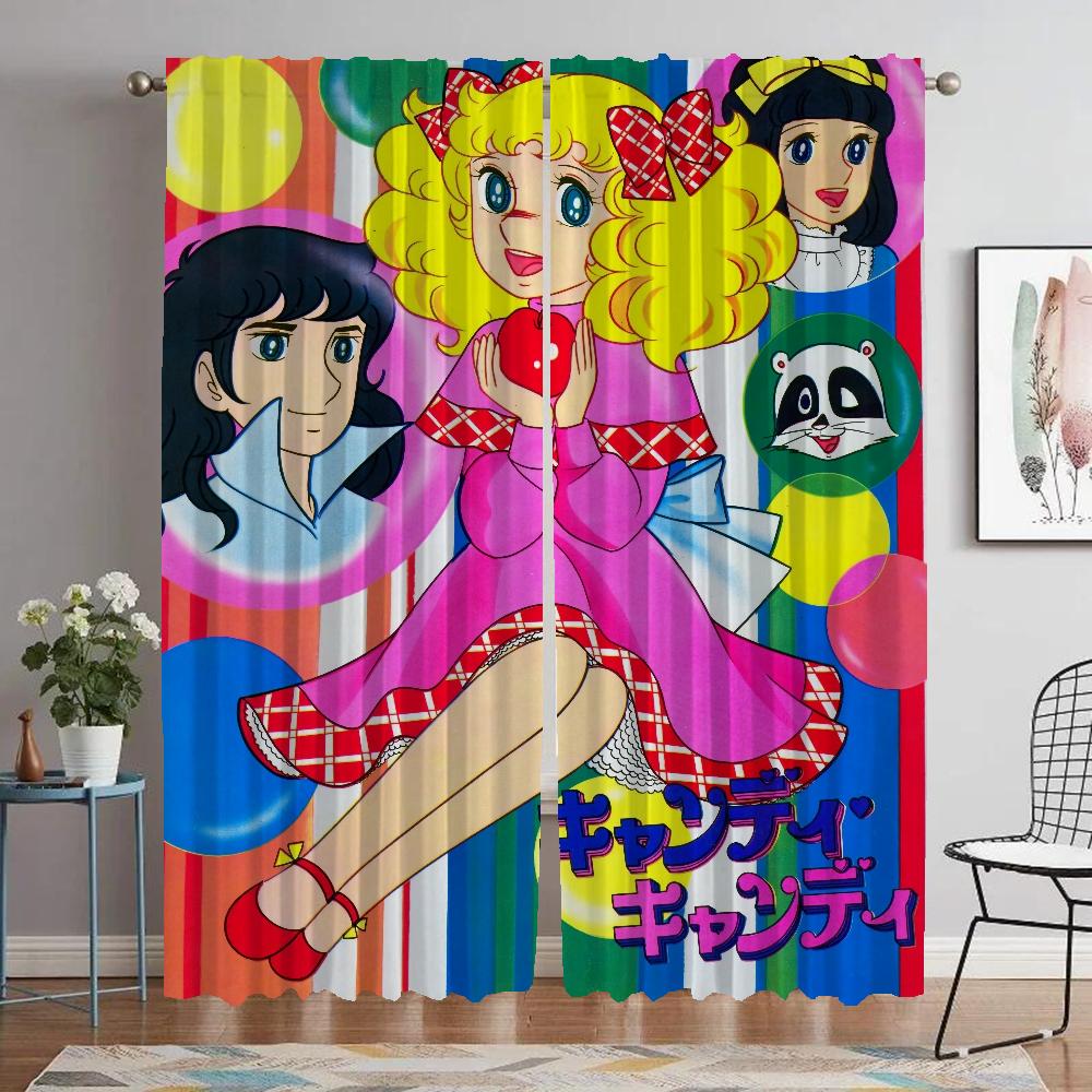 Space 2 Panel Covers Contemporary Living Room Space Curtains Home Interior Draperies Child for Halloween Ornament Candy Candy Window Drapery ideal