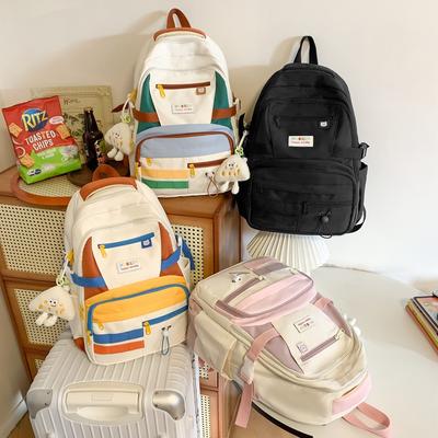 Schoolbagins Style Korean Version Fashion Contrasting Color High School Backpack Large Capacity College Student Junior High School Student Schoolbag