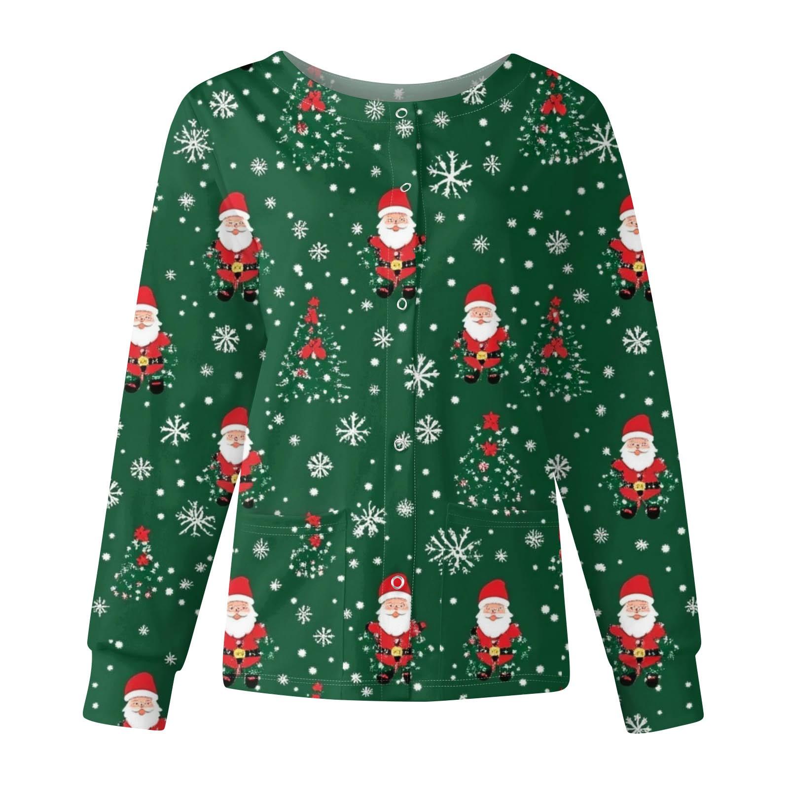 

Женские топы с длинными рукавами и карманами, рабочий воротник-стойка, однобортный защитный комбинезон, куртка, рождественский топ XXXL