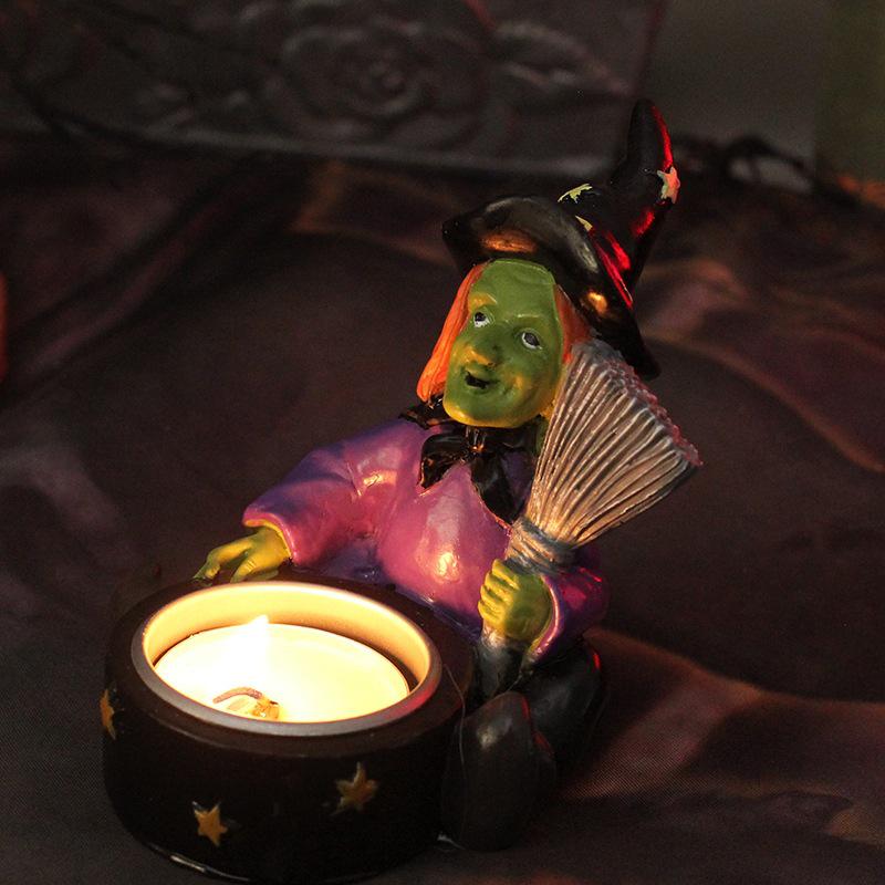 Halloween Resin Candle Holder: Skeleton Ghost Witch Monster Décor