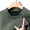 Autumn And Winter Velvet Thickened Crew Neck Sweater Men'S Pineapple Grid Solid Color Warm T-Shirt Casual Versatile Bottoming Shirt