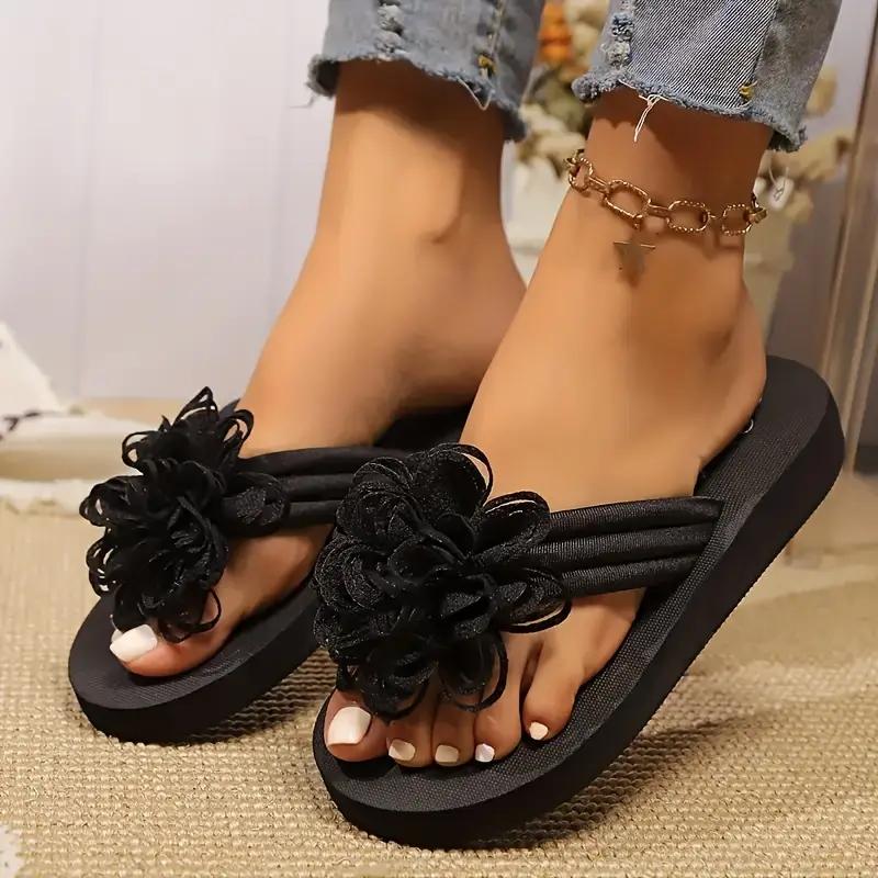 Summer Women's Sandals Fashion Bowknot Flip-flops Female Flat Non-slip Sildes Casual Outside Wear Thick Soled Ladies Beach Shoes