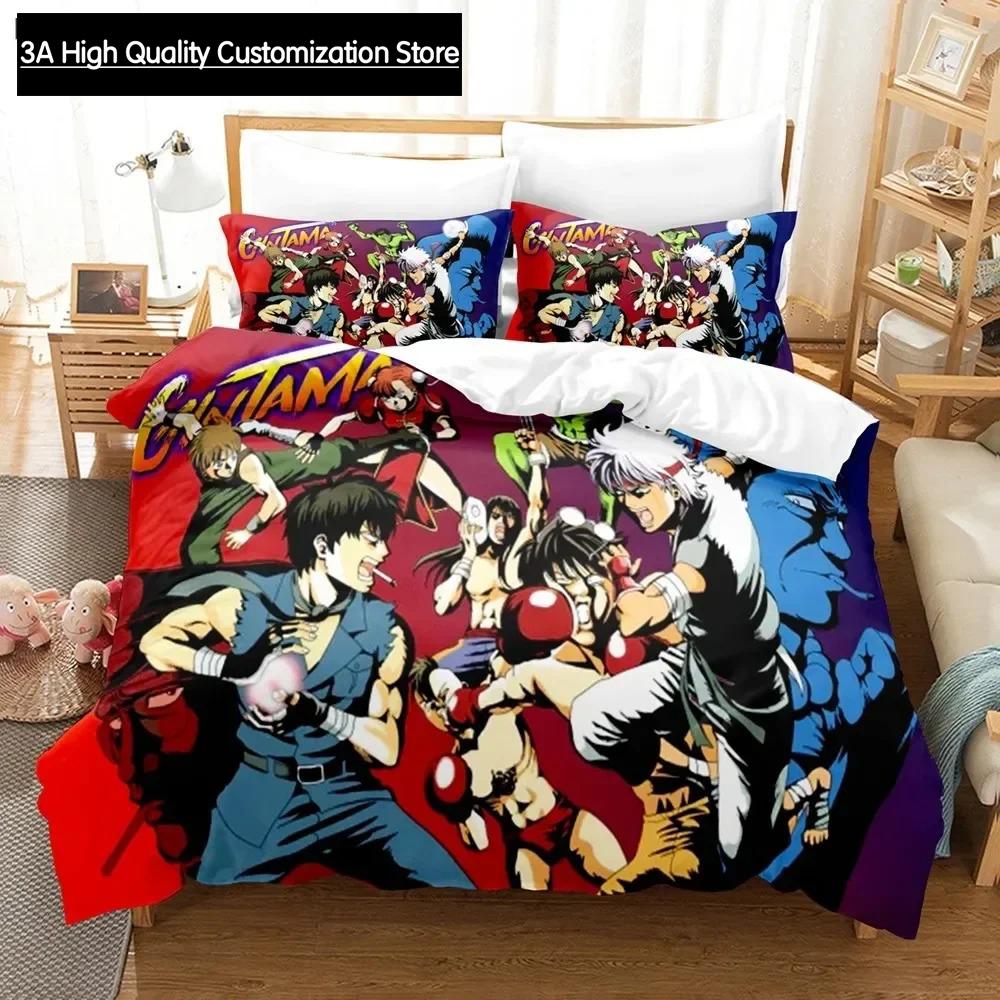 Gintama Bedding Set Duvet Cover Pillowcases For Adult Kids Single Double Full Queen King Boys Teens Sakata Gintoki Bed Linen