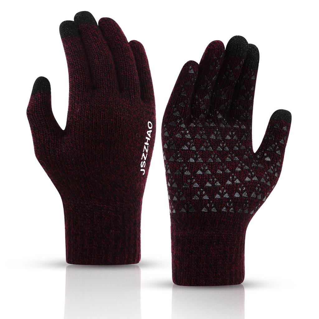 Knitted Warm Winter Thickened Non-slip Woolen Men's and Women's Outdoor Cycling Touch Screen Wear-resistant Breathable Windproof Gloves